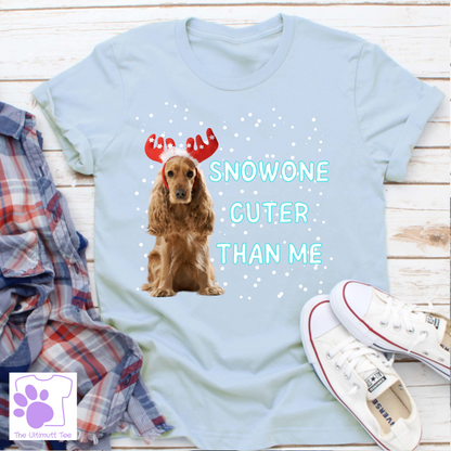 Snowone Cuter Reindeer Spaniel Dog lover T-shirt, Christmas gift.