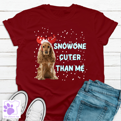 Snowone Cuter Reindeer Spaniel Dog lover T-shirt, Christmas gift.