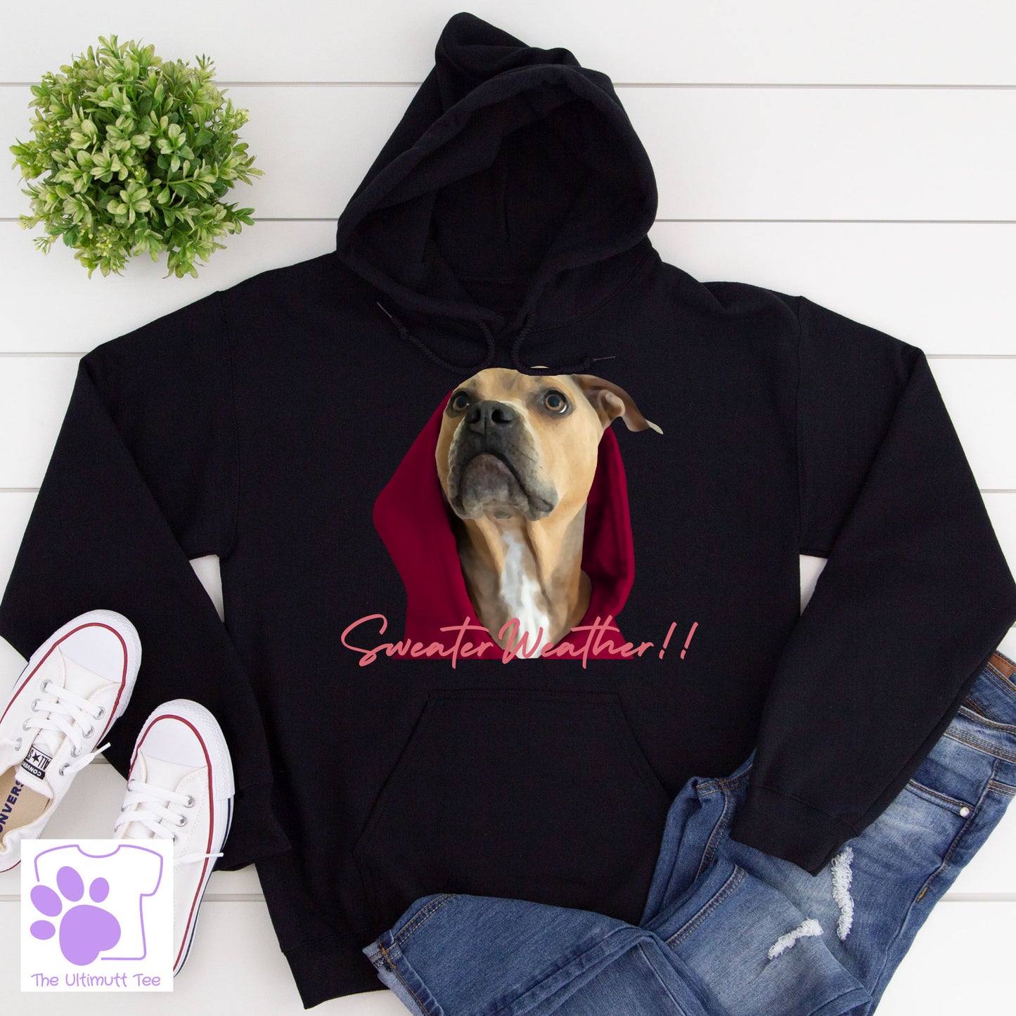 Sweater Weather Dog Jumper Dog Lover Slogan Hoodie