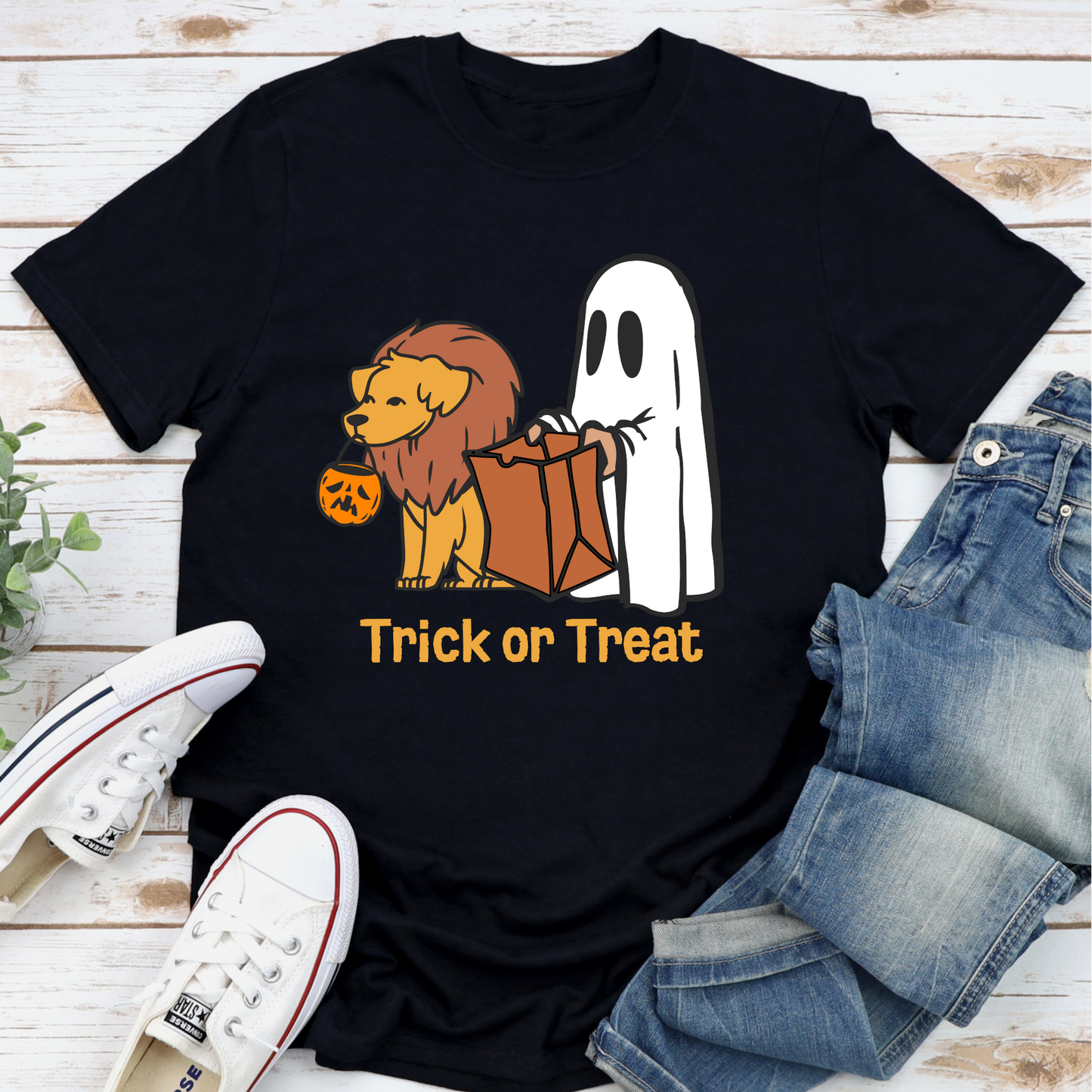 Trick or Treat Ghost Dog Halloween T shirt Dog Lover Gift