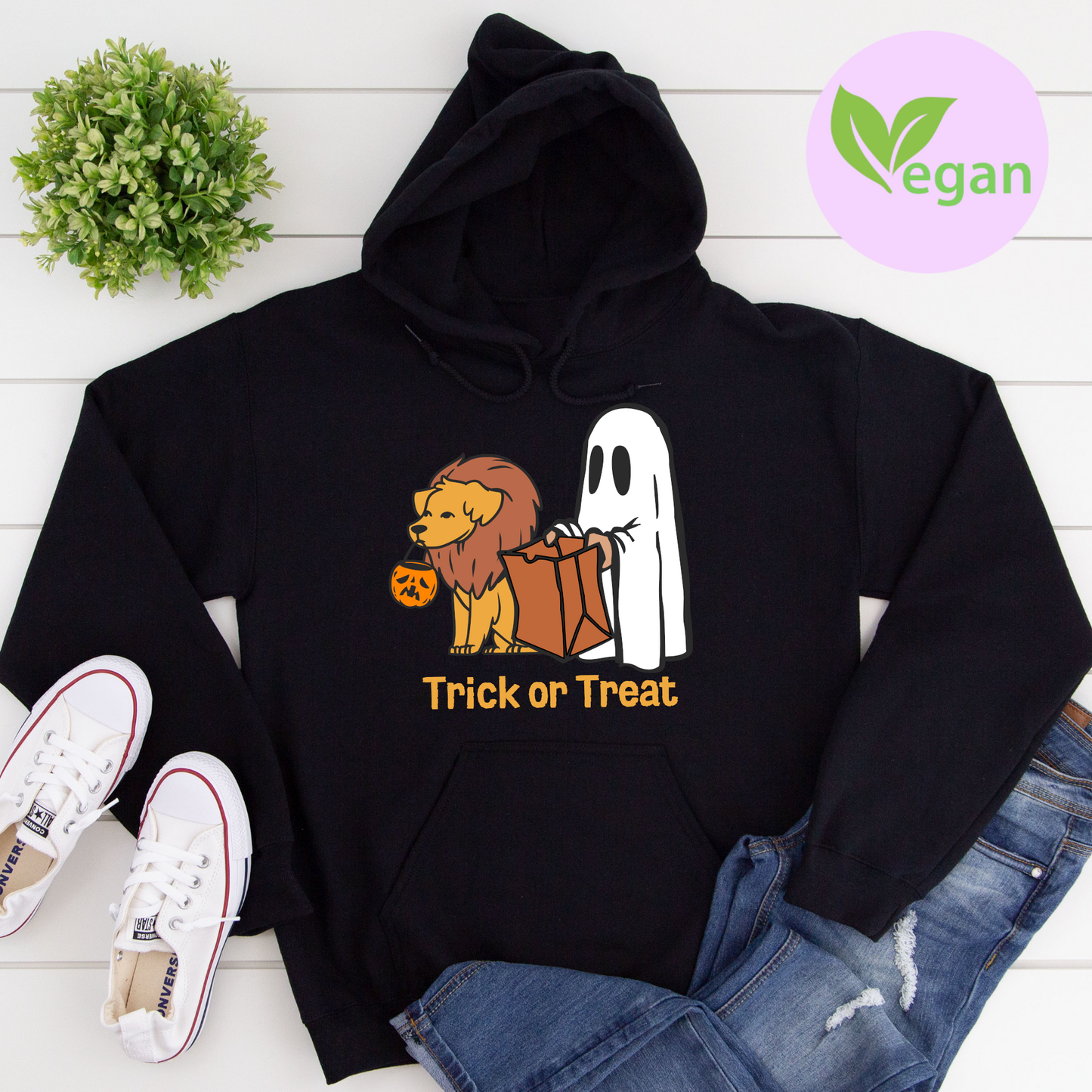 Trick or Treat Ghost Dog Halloween Dog Lover Hoodie