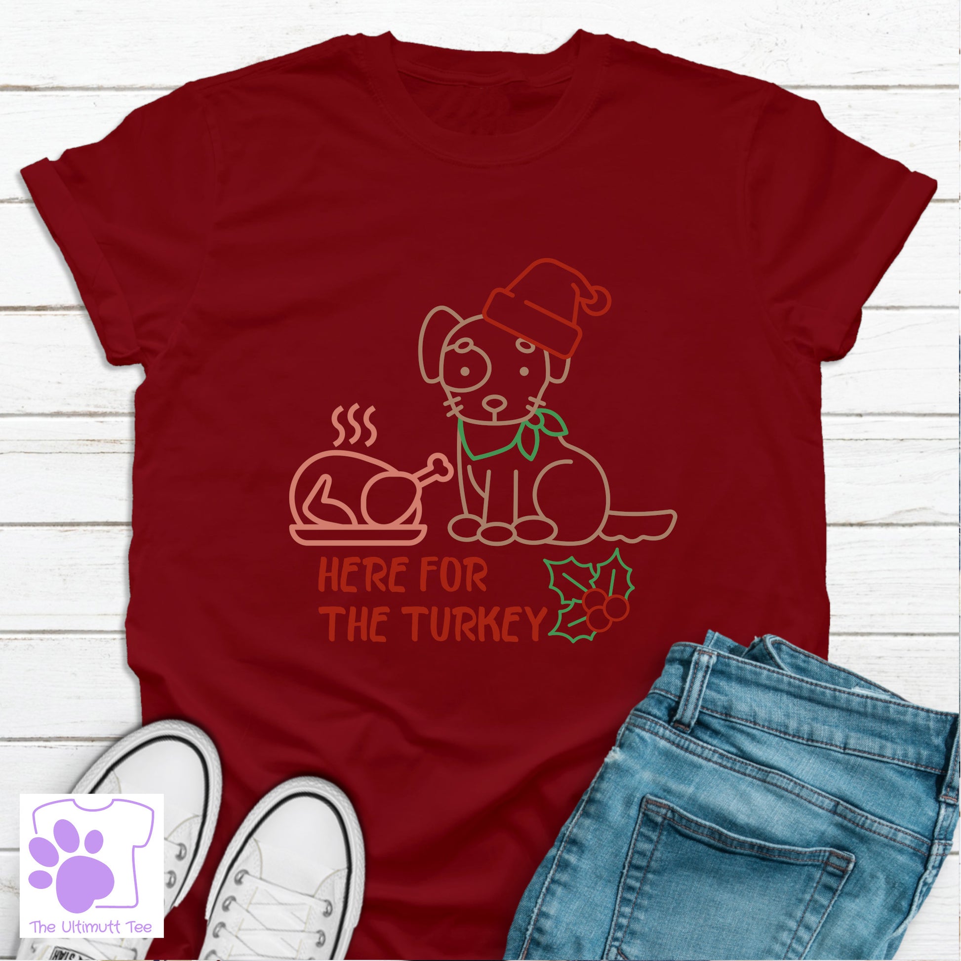 Cute Puppy Christmas Dog Lover T shirt Christmas Gift red