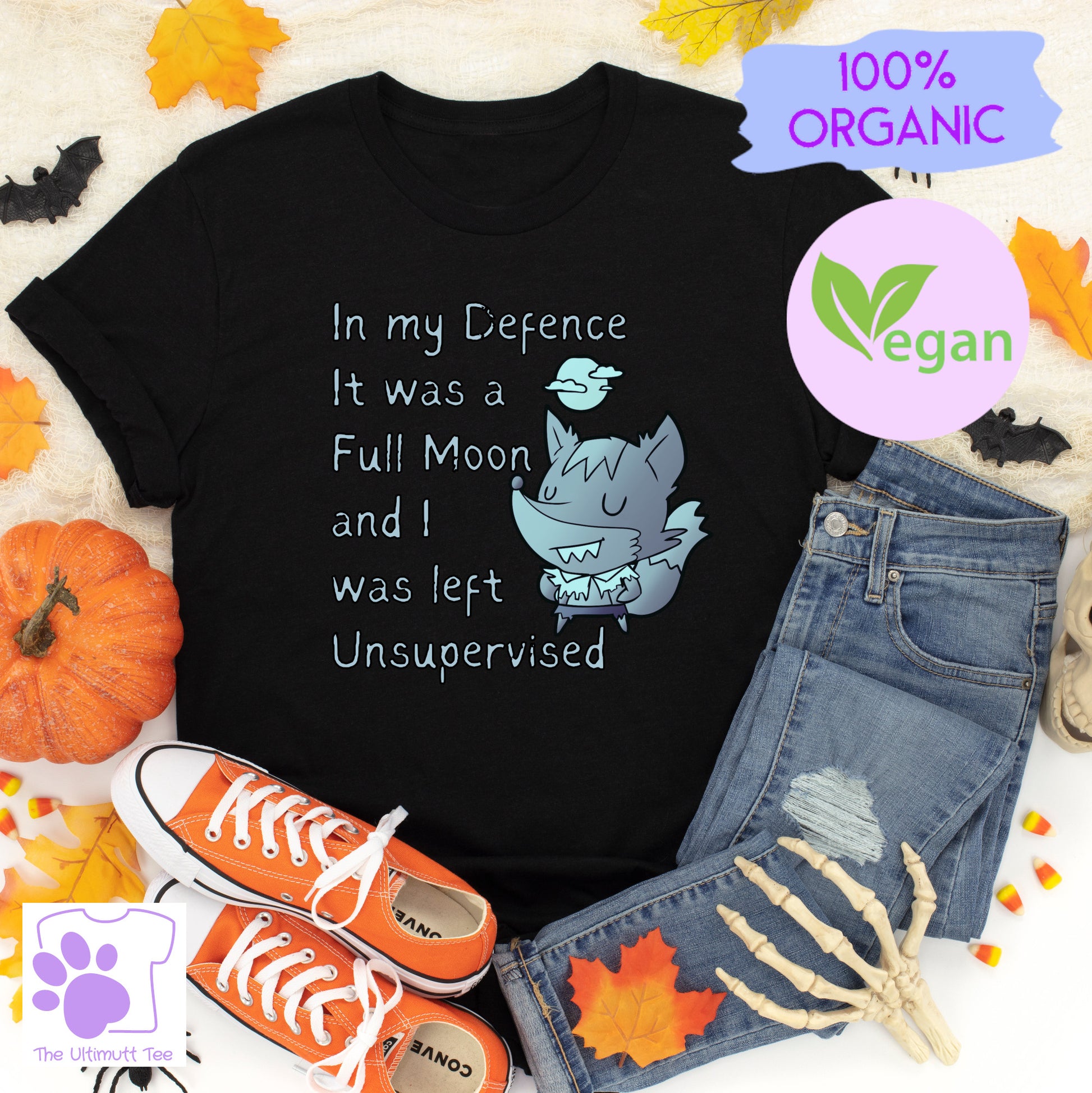 Wolf Moon Halloween Vegan T shirt Gift For Dog Lover