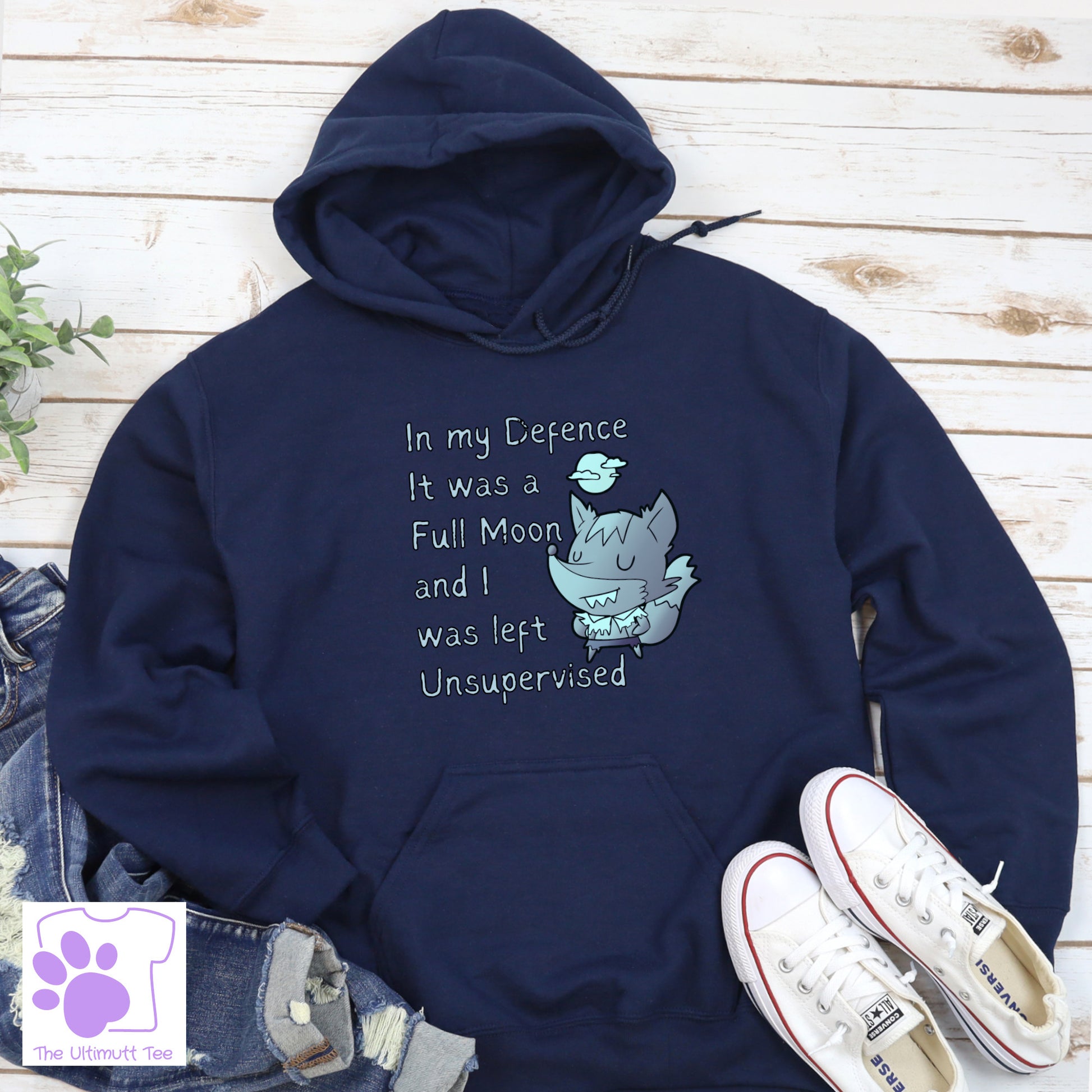 Wolf Moon Halloween Hoodie Dog Lover Gift navy