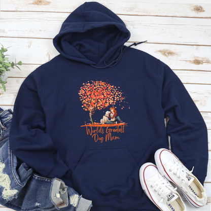 World's Greatest Dog Mum Love Heart Tree Dog Lover Slogan Hoodie