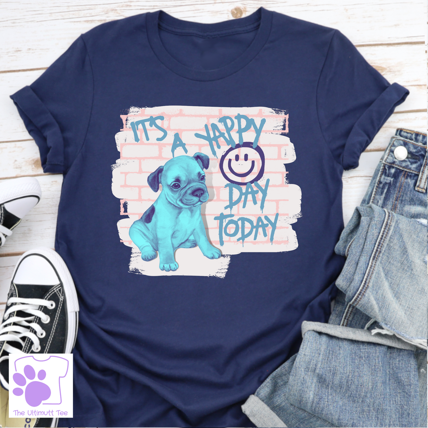 It's A Yappy Day Today Puppy Graffiti Dog Lover Slogan T Shirt