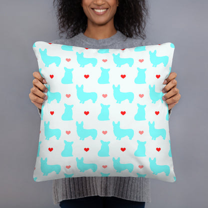 Corgi Love Pattern Dog Lover Throw Pillow