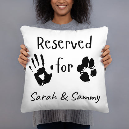 Personalised Reserved For Dog Lover Custom Dog Owner Name Paw Print Throw Pillow