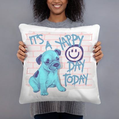 It's A Yappy Day Today Puppy Graffiti Dog Lover Throw Pillow