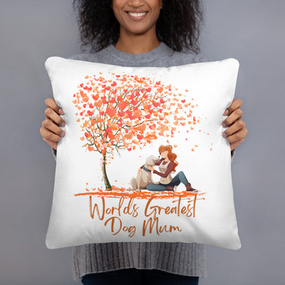 World's Greatest Dog Mum Love Heart Tree Dog Lover Throw Pillow