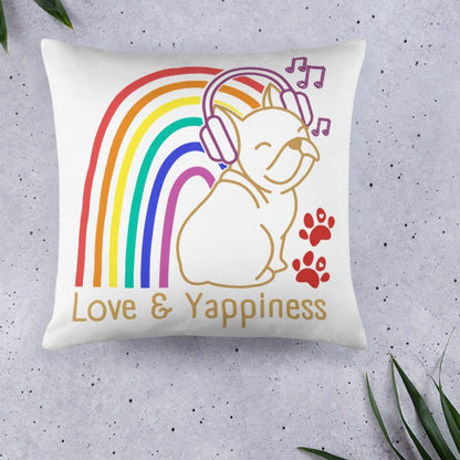 Love And Yappiness Rainbow Puppy Pride Dog Lover Throw Pillow