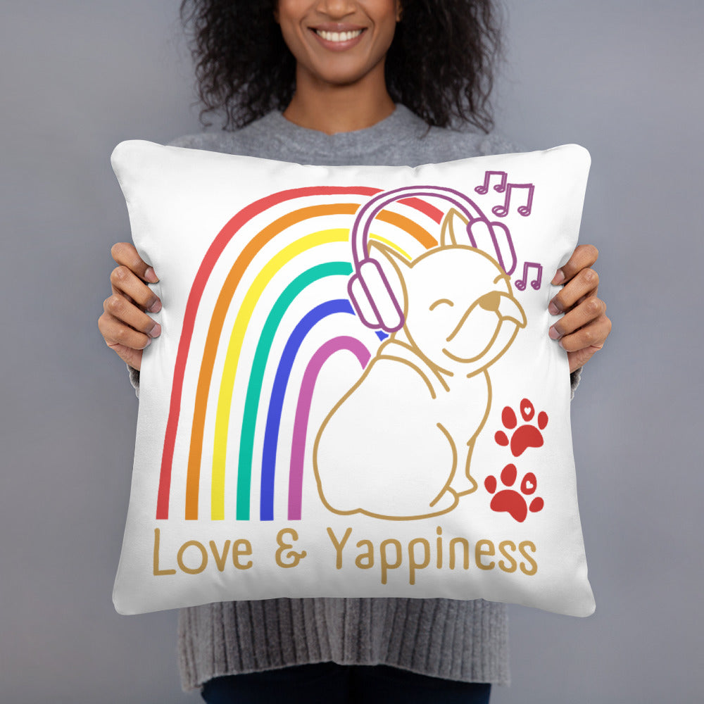 Love And Yappiness Rainbow Puppy Pride Dog Lover Throw Pillow