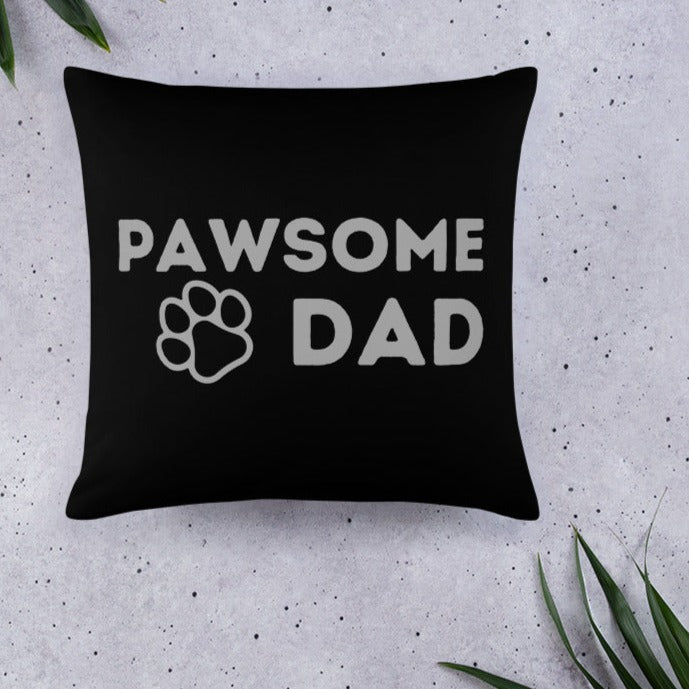 Pawsome Dad Paw Print Dog Dad Throw Pillow