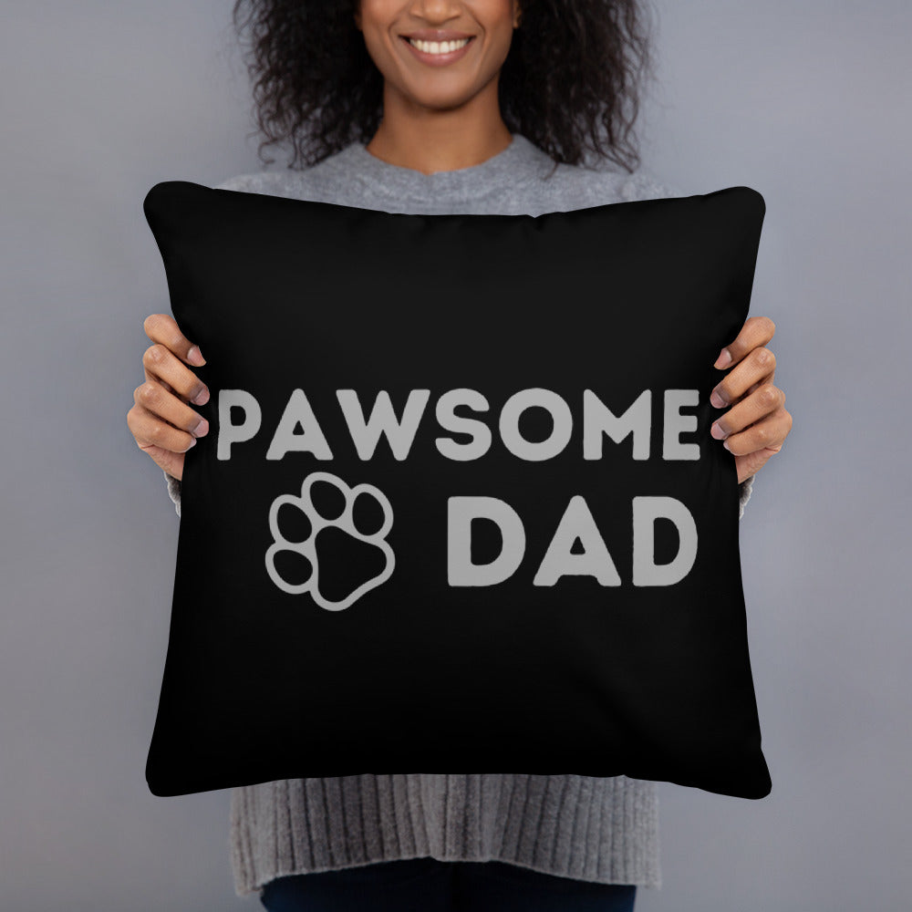 Pawsome Dad Paw Print Dog Dad Throw Pillow