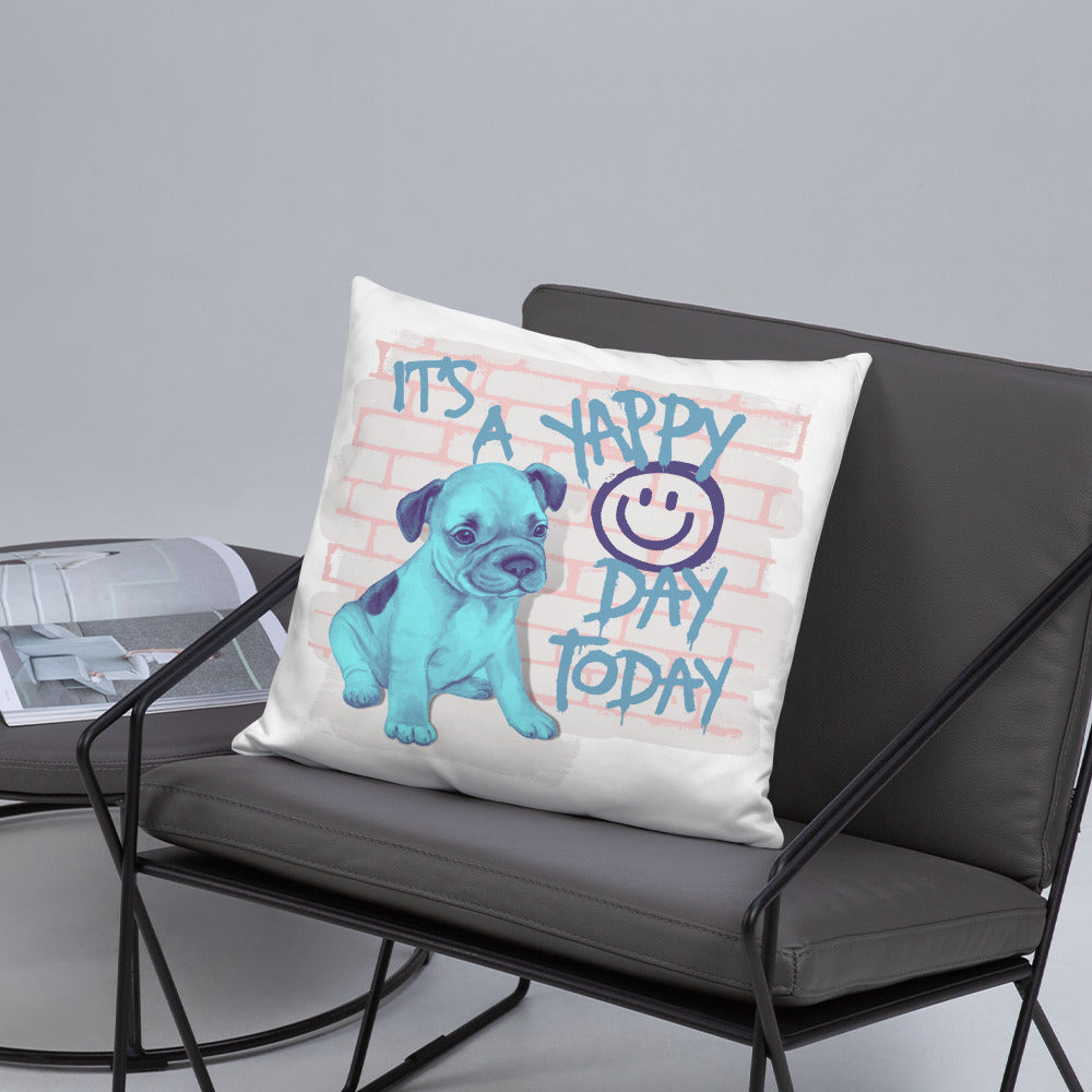 It's A Yappy Day Today Puppy Graffiti Dog Lover Throw Pillow