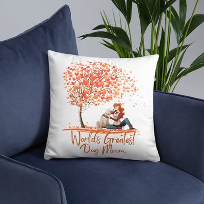 World's Greatest Dog Mum Love Heart Tree Dog Lover Throw Pillow