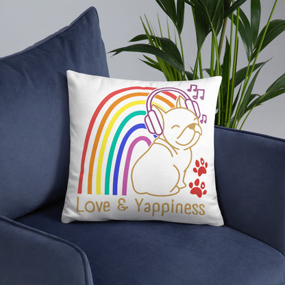 Love And Yappiness Rainbow Puppy Pride Dog Lover Throw Pillow