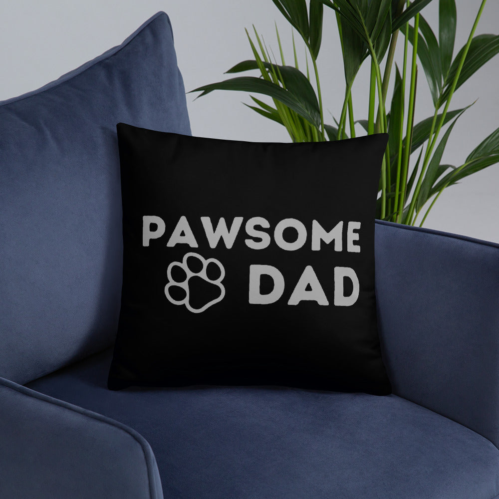 Pawsome Dad Paw Print Dog Dad Throw Pillow