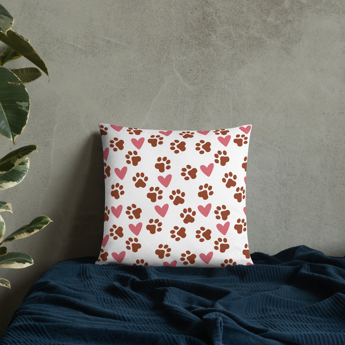 Pawprint Love Heart Dog Lover Pattern Dog Lover Throw Pillow