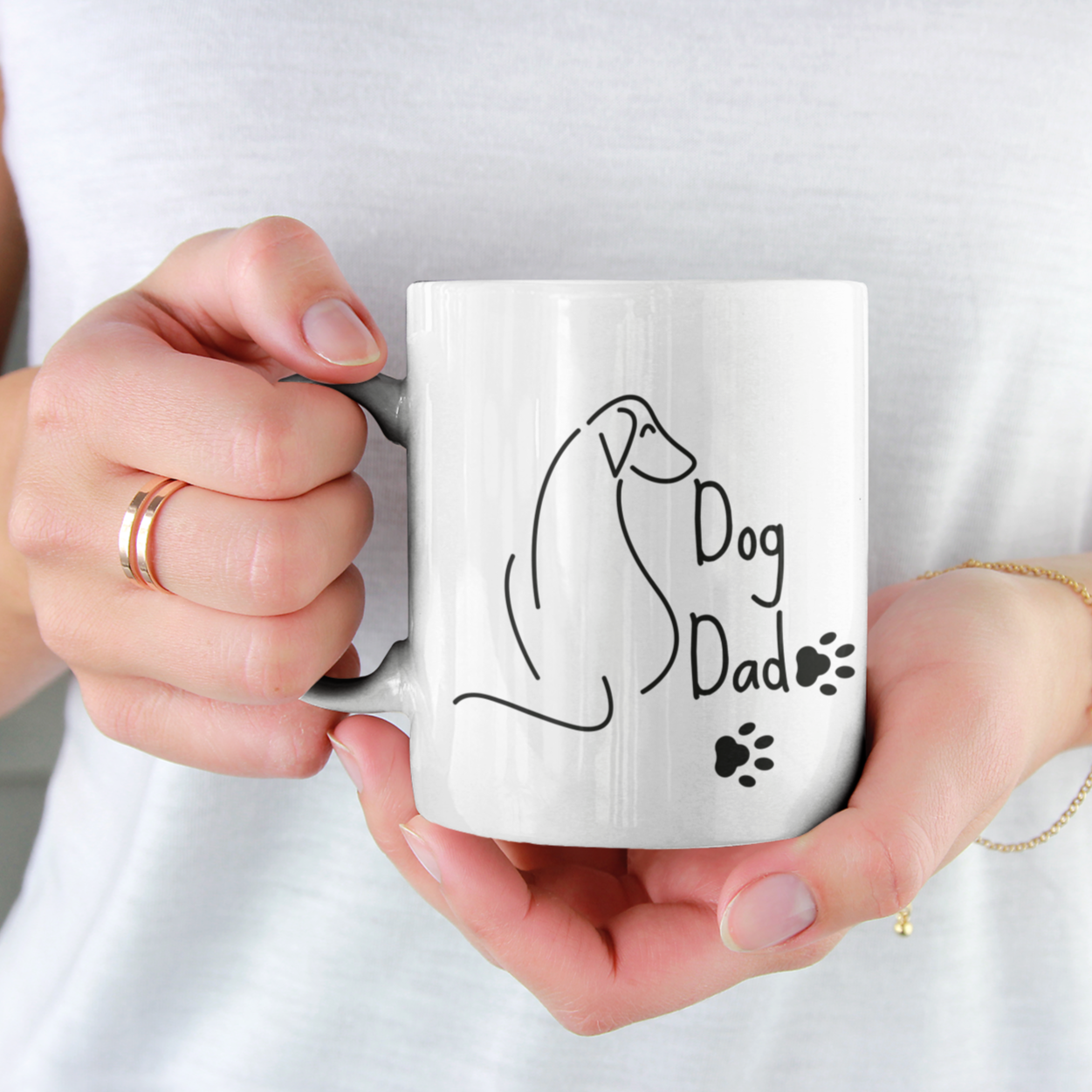 Dog Dad Coffee Mug Dog Lover Mug Dog Line Art Paw Print Dog Owner Gift