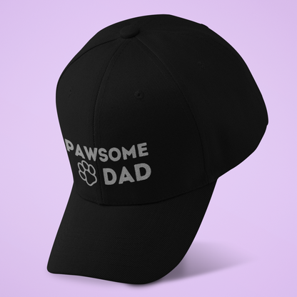 Pawsome Dad Paw Print Dog Dad Cotton Cap