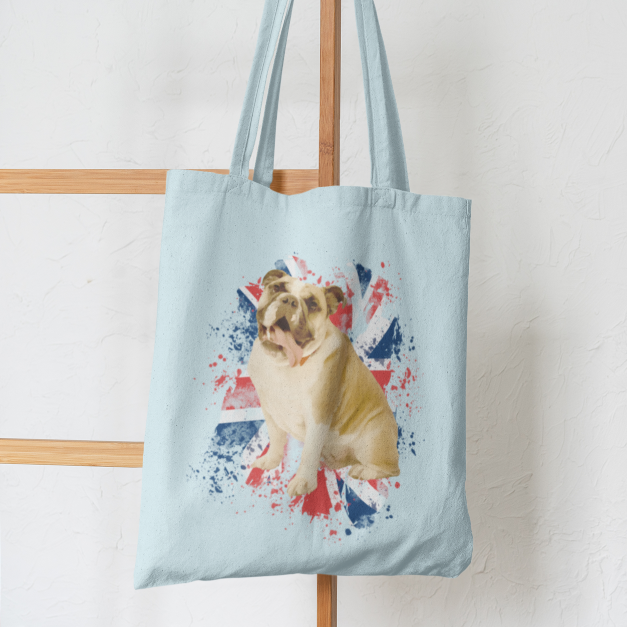 British Bulldog Dog Lover Tote Shoulder Bag blue