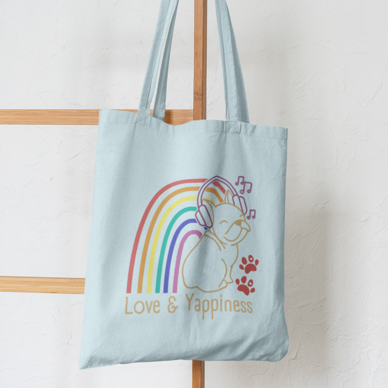 Love And Yappiness Rainbow Puppy Pride Dog Lover Tote Shoulder Bag