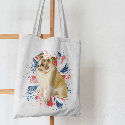 British Bulldog Dog Lover Tote Shoulder Bag white