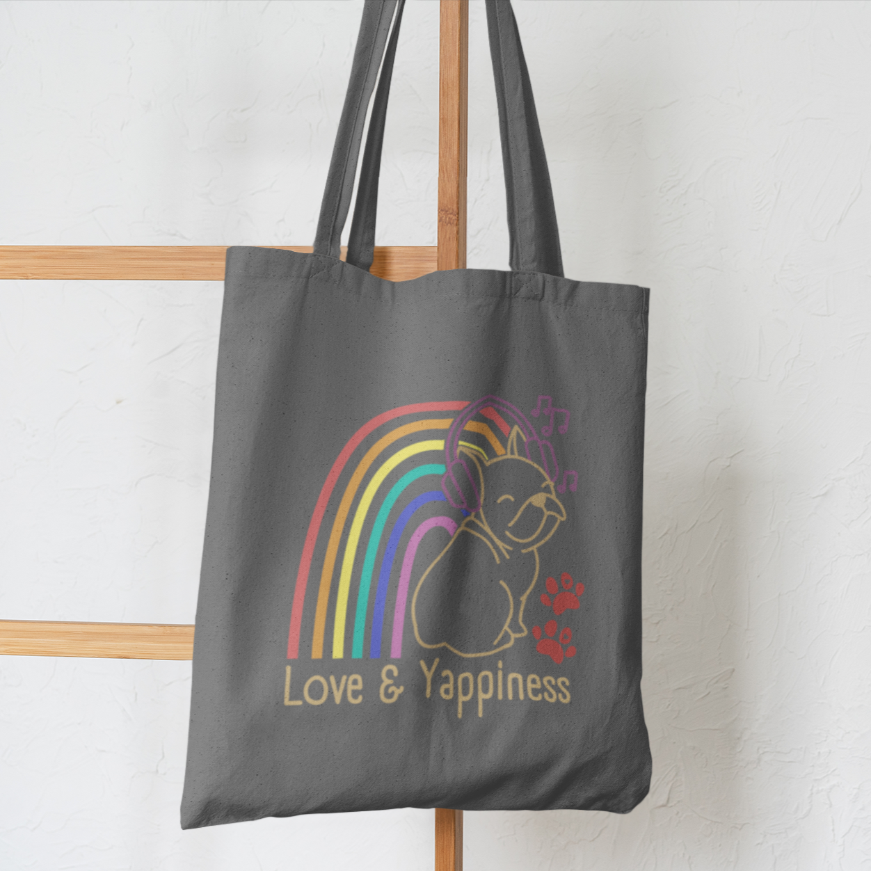 Love And Yappiness Rainbow Puppy Pride Dog Lover Tote Shoulder Bag