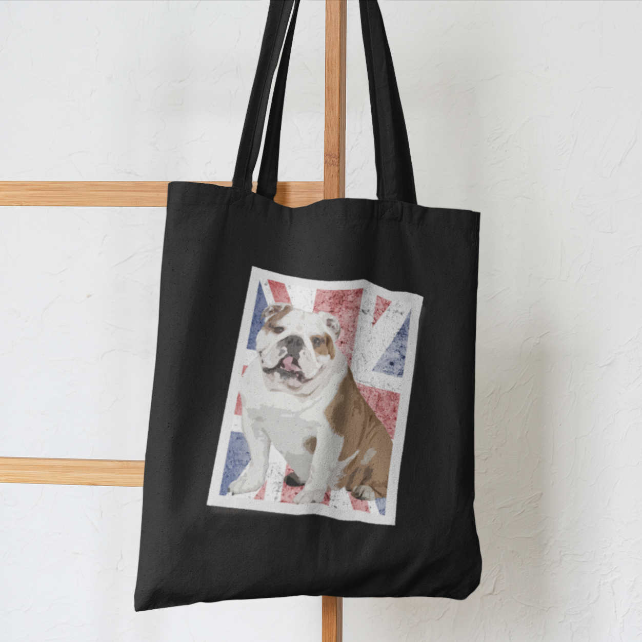 British Bulldog Dog Lover Tote Shoulder Bag Vegan Tote black