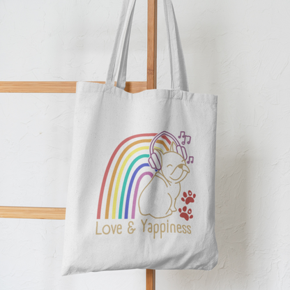 Love And Yappiness Rainbow Puppy Pride Dog Lover Tote Shoulder Bag