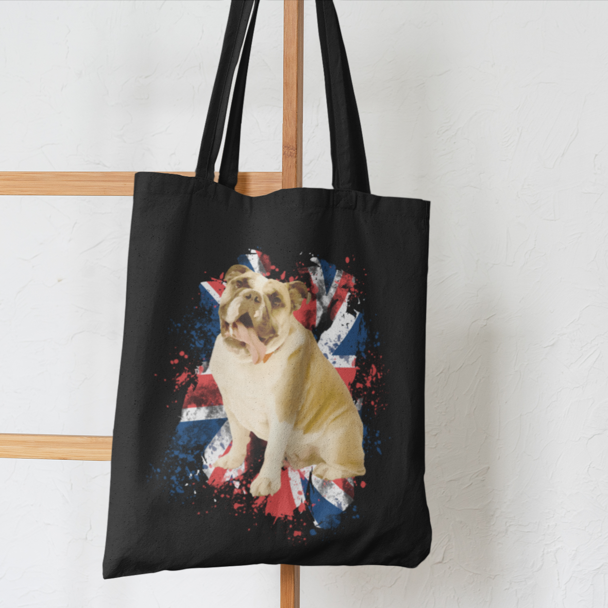 British Bulldog Dog Lover Tote Shoulder Bag black