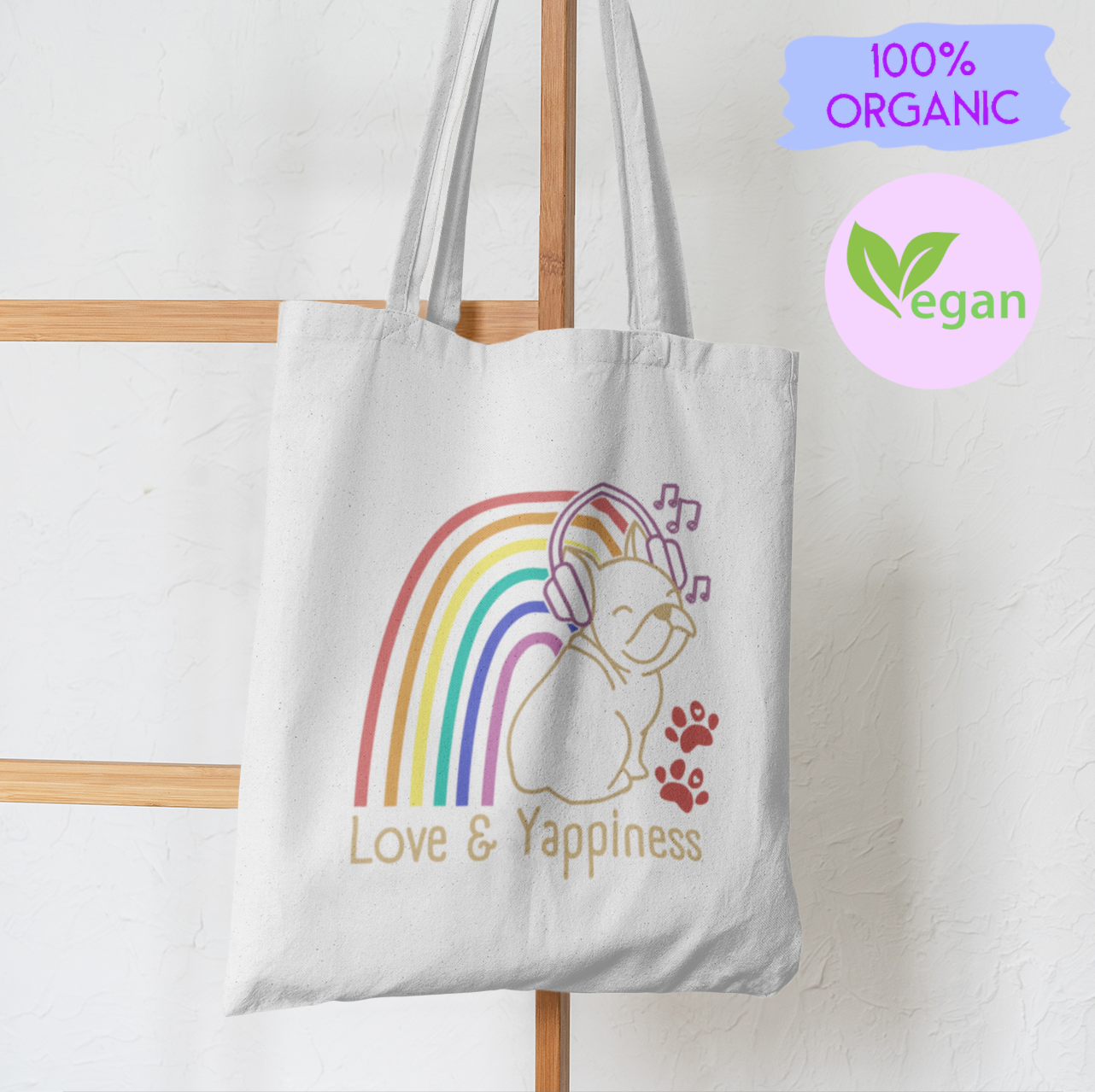 Love And Yappiness Rainbow Puppy Pride Dog Lover Tote Shoulder Bag