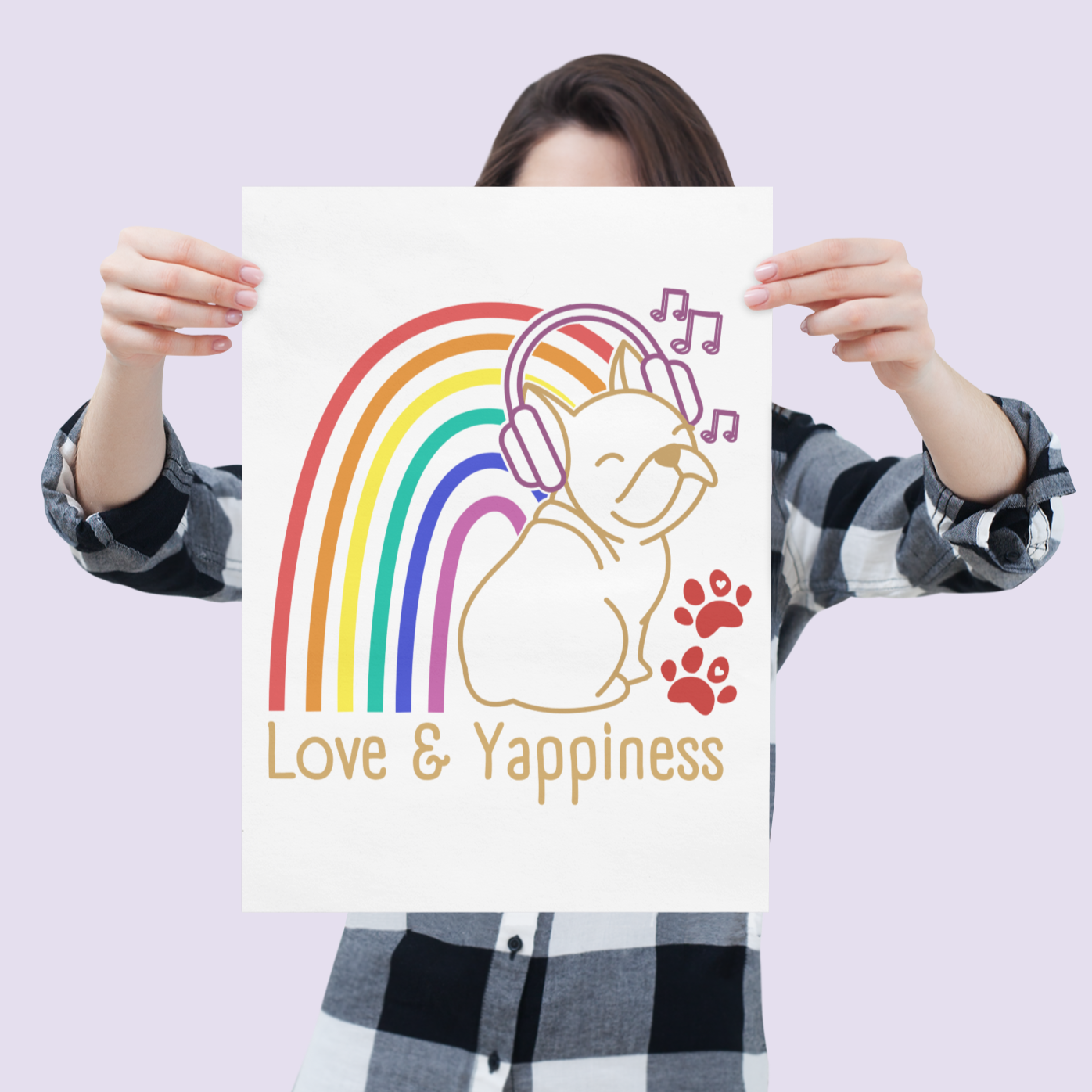 Love And Yappiness Rainbow Puppy Pride Dog Lover A3 Poster