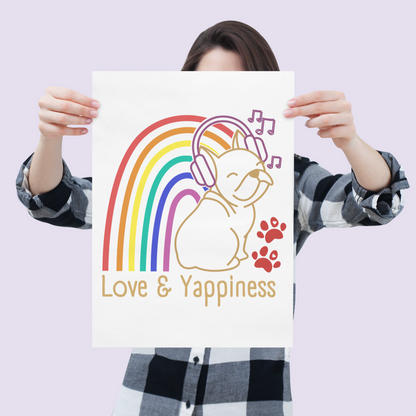 Love And Yappiness Rainbow Puppy Pride Dog Lover A3 Poster