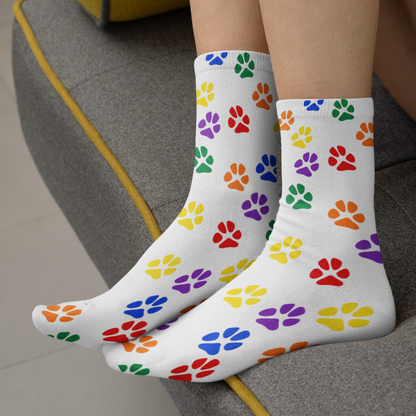 Rainbow Paws Pattern Dog Lover Tube Socks