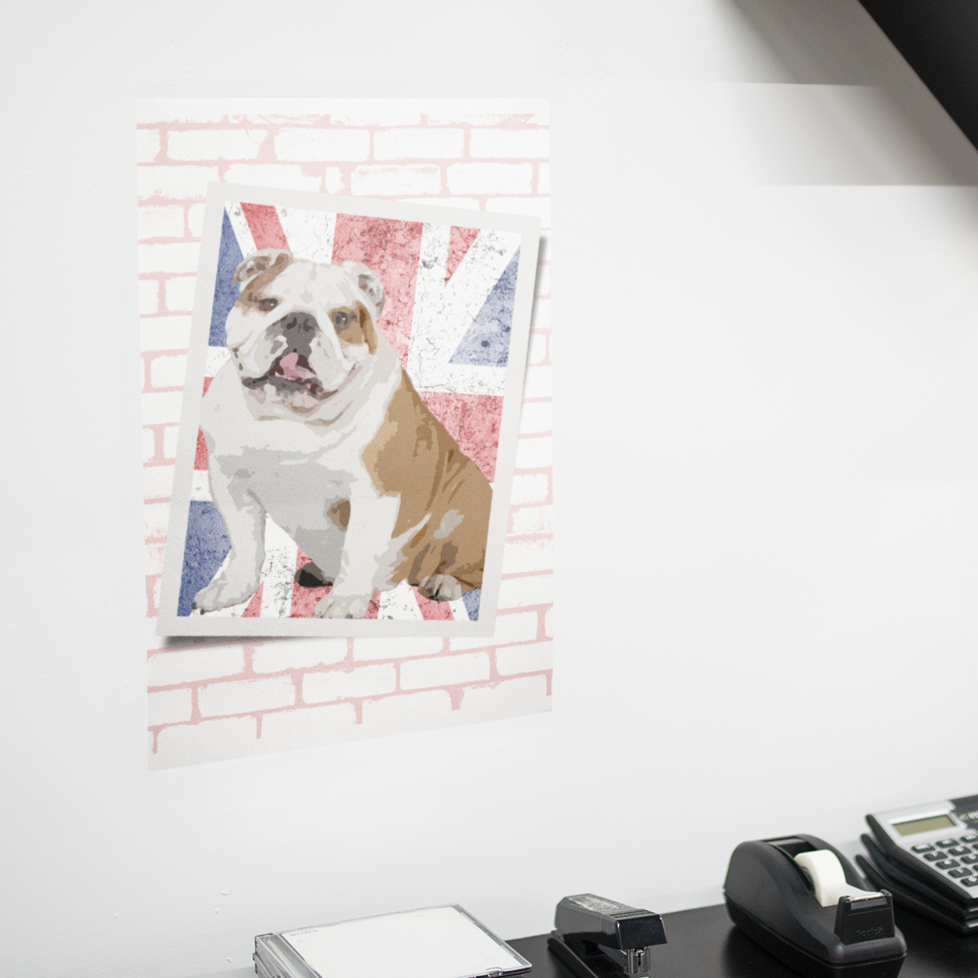 British Bulldog Union Jack Flag Postcard Art Dog Lover A3 Poster