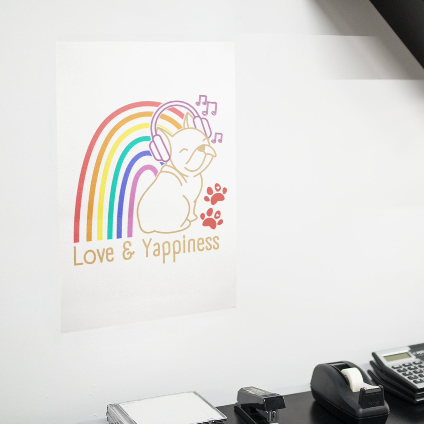 Love And Yappiness Rainbow Puppy Pride Dog Lover A3 Poster