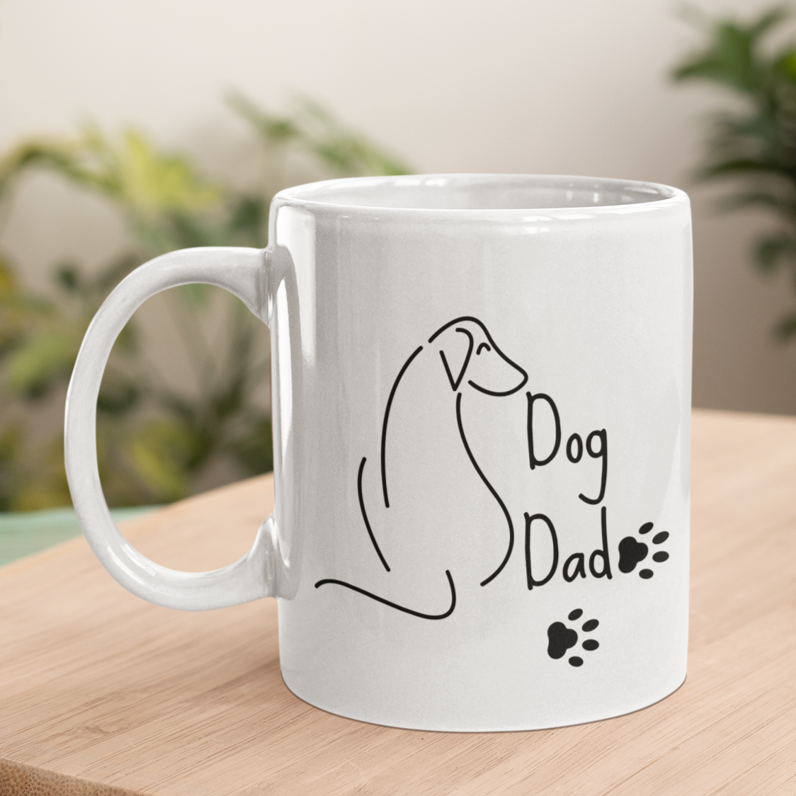 Dog Dad Coffee Mug Dog Lover Mug Dog Line Art Paw Print Dog Owner Gift