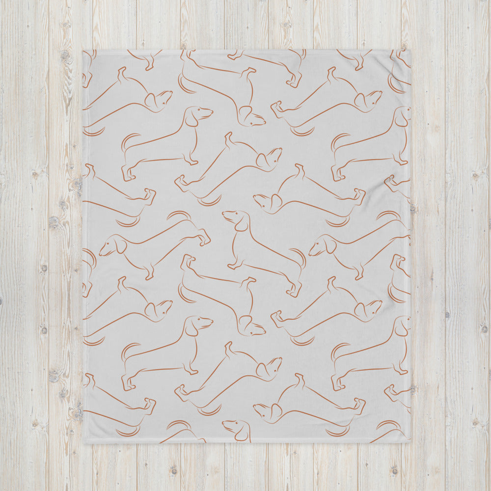 Dachshund Pattern Dog Lover Throw Blanket