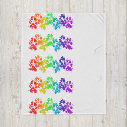 Rainbow Paw Prints Dog lover Throw Blanket