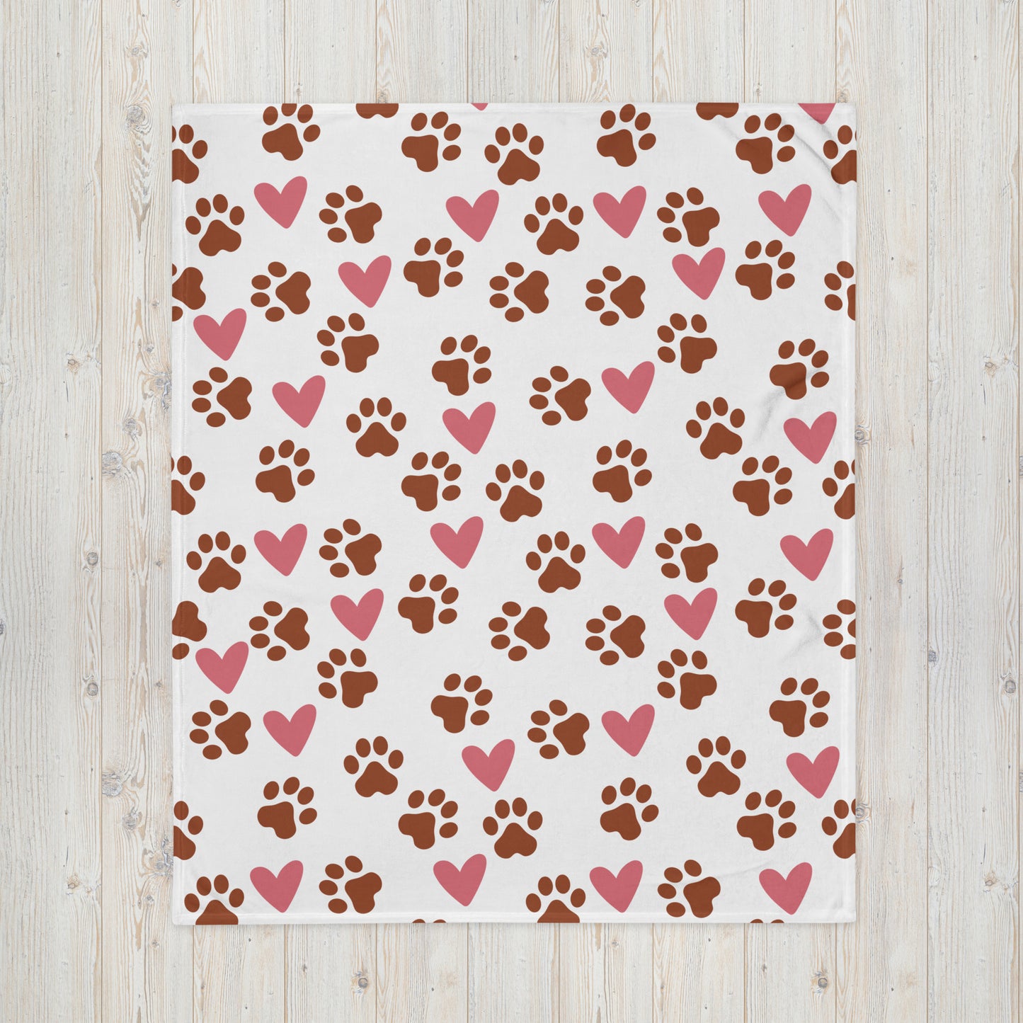 Pawprint Love Heart Dog Lover Throw Blanket