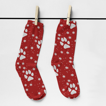 Snow Paws Dog Lover Pattern Christmas Tube Socks