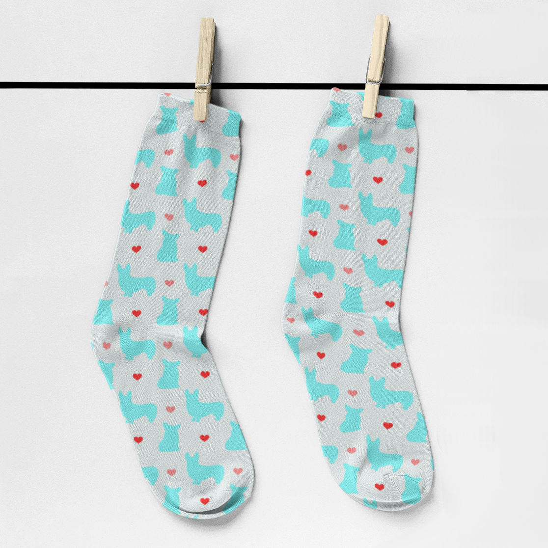 Corgi Love Pattern Dog Lover Tube Socks